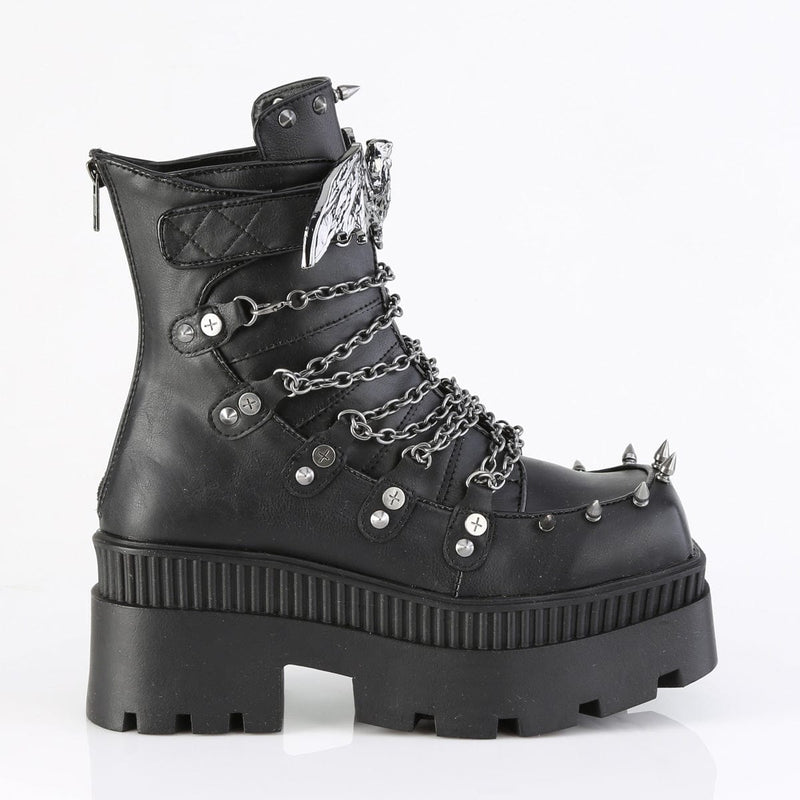 Demonia WRATH-55 Ankle Boot (Black Vegan Leather)