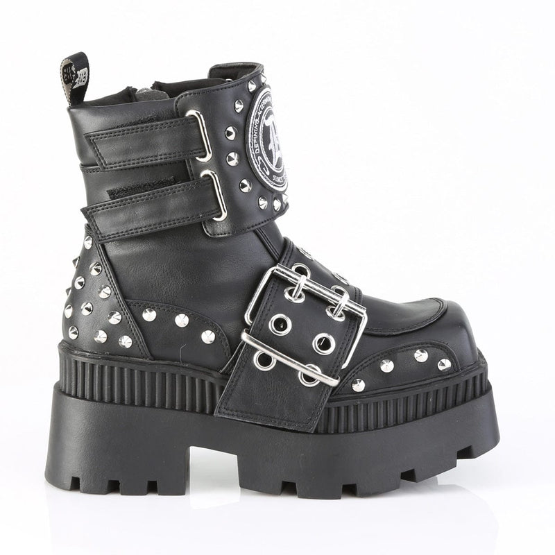 Demonia WRATH-58 Ankle Boot (Black Vegan Leather)