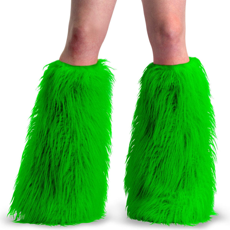 Demonia YETI-08 Fur Boot Sleeve (Neon Green Faux Fur) 1