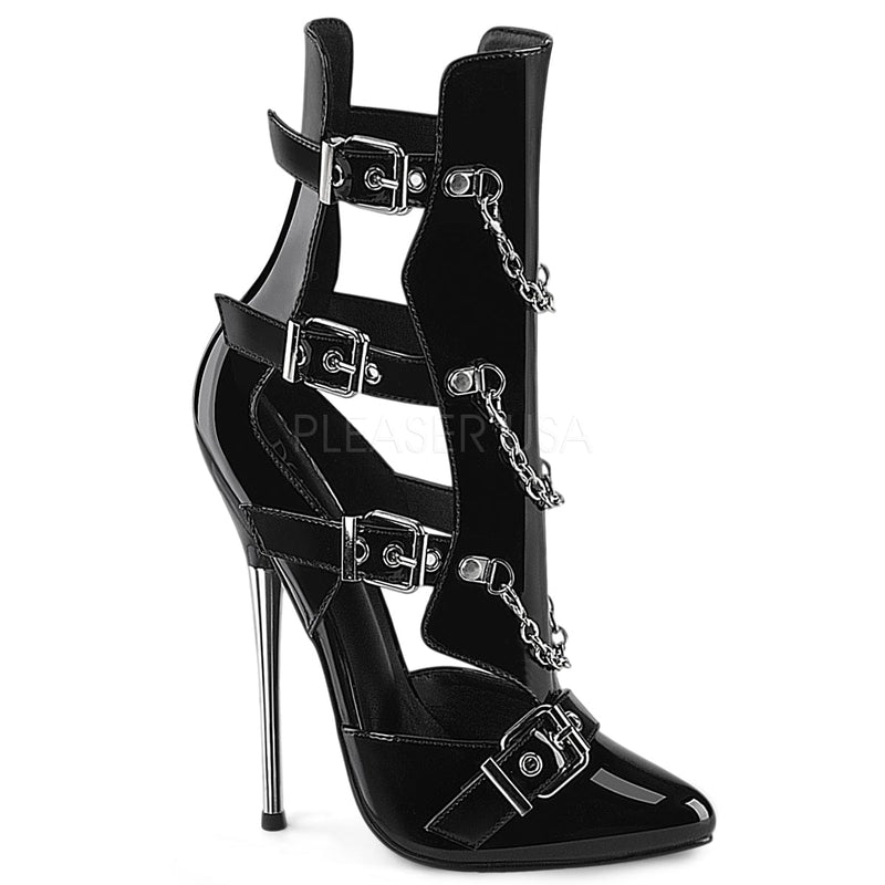 Devious DAGGER-15 Ankle Boot (Black Patent)