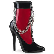 Devious DOMINA-1033 Ankle Boot (Black-Red Patent)