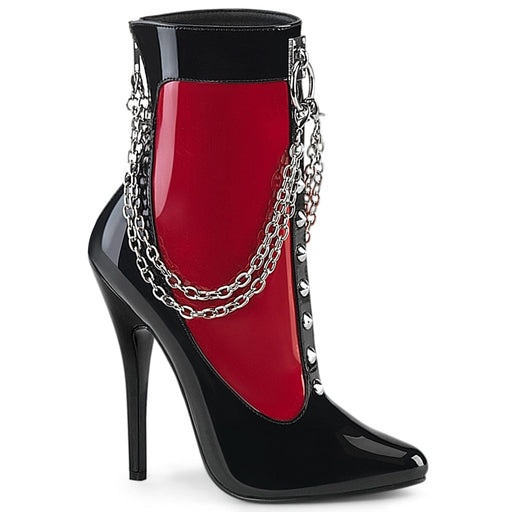 Devious DOMINA-1033 Ankle Boot (Black-Red Patent)