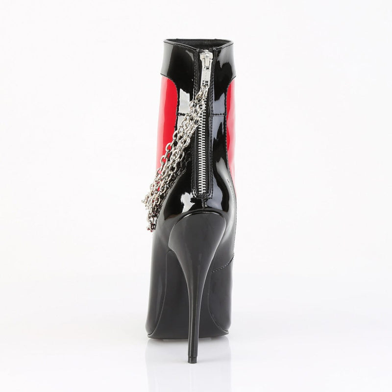 Devious DOMINA-1033 Ankle Boot (Black-Red Patent)