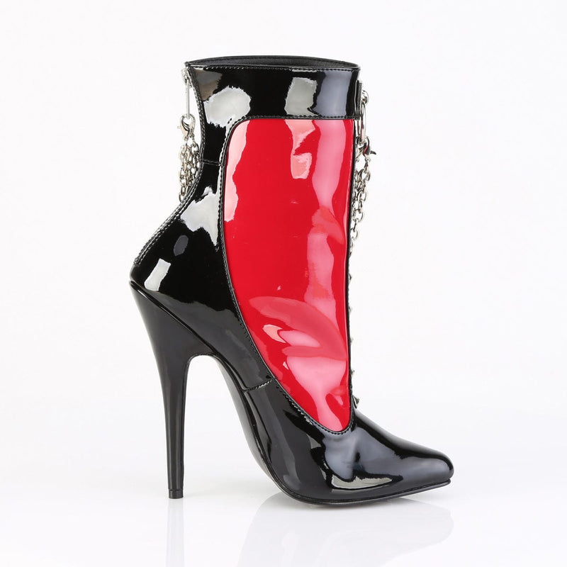Devious DOMINA-1033 Ankle Boot (Black-Red Patent)