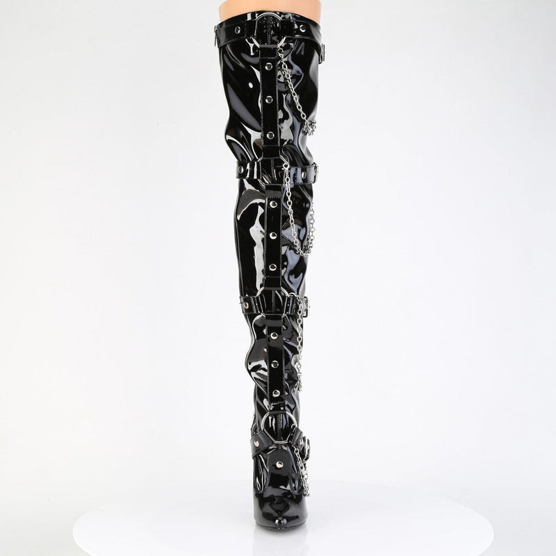 Devious DOMINA-3027 Thigh High Boot (Black Patent)