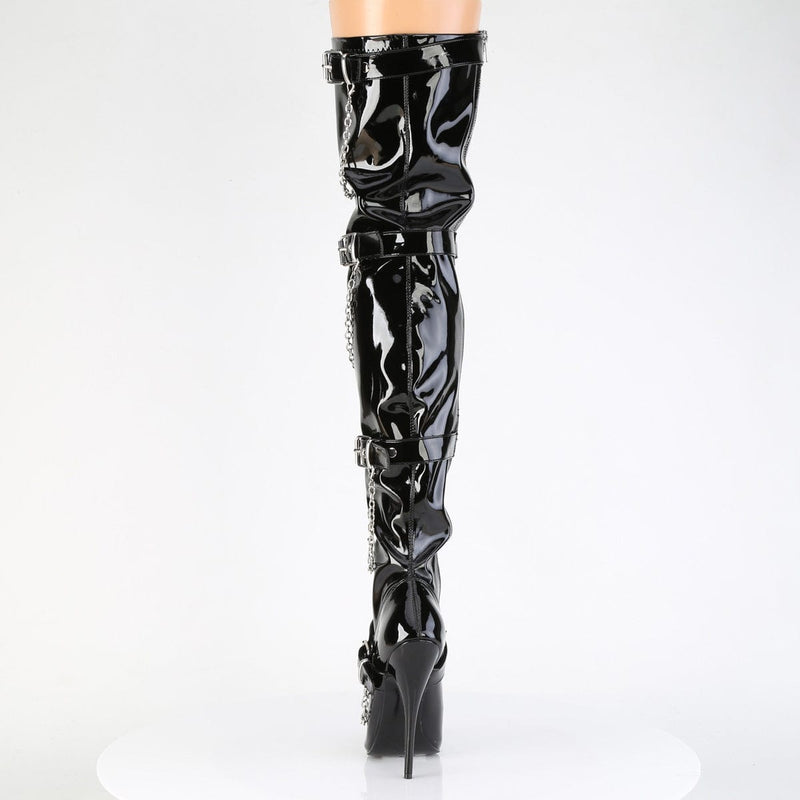 Devious DOMINA-3027 Thigh High Boot (Black Patent)