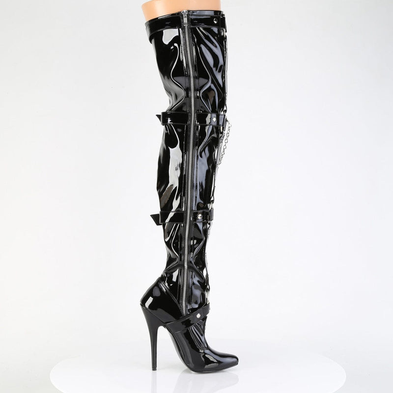 Devious DOMINA-3027 Thigh High Boot (Black Patent)