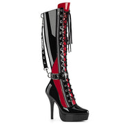 Devious INDULGE-2028 Knee High Boot (Black-Red Patent)