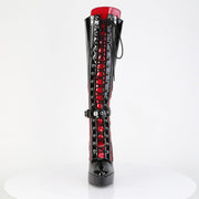 Devious INDULGE-2028 Knee High Boot (Black-Red Patent)
