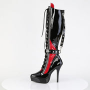 Devious INDULGE-2028 Knee High Boot (Black-Red Patent)
