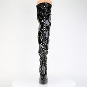 Devious INDULGE-3026 Thigh High Boot (Black Patent)