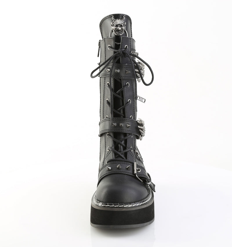 EMILY-82 Black Vegan Leather Knee High Boots