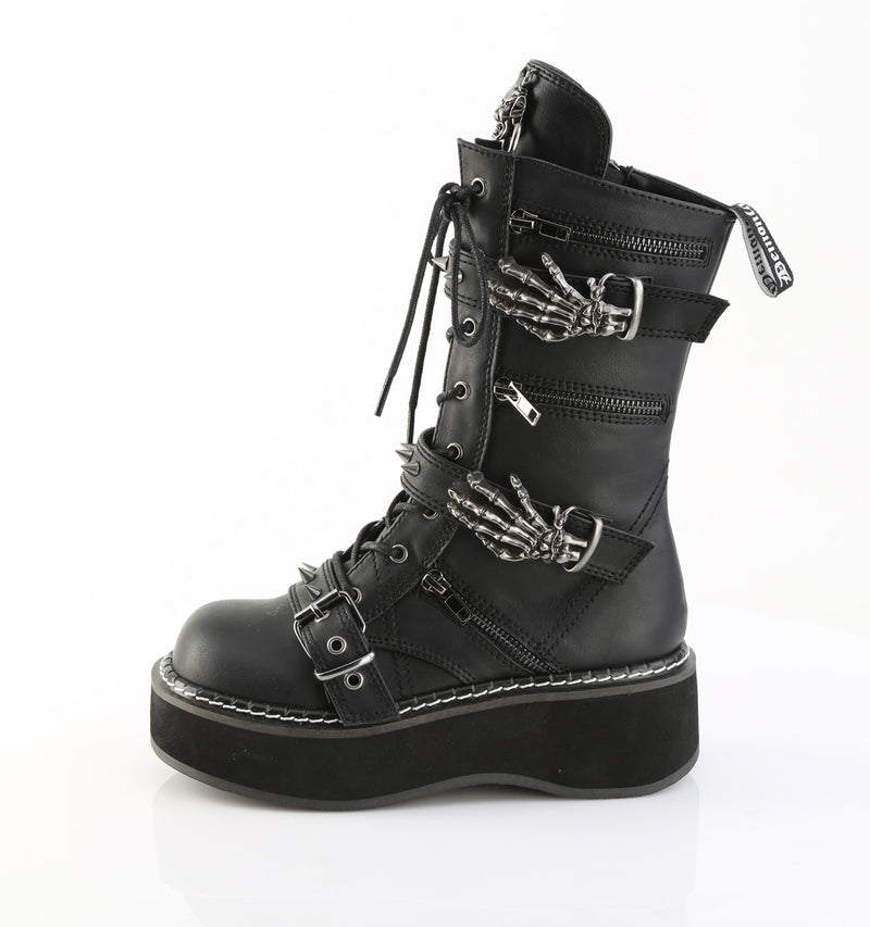 EMILY-82 Black Vegan Leather Knee High Boots