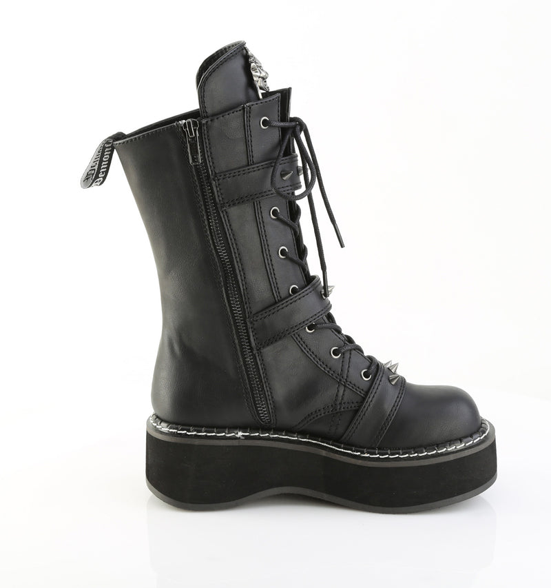 EMILY-82 Black Vegan Leather Knee High Boots