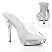 Fabulicious ATHENA-501 Clear/Silver Chrome Slide Sandal