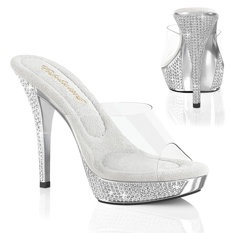 Fabulicious ATHENA-501 Clear/Silver Chrome Slide Sandal