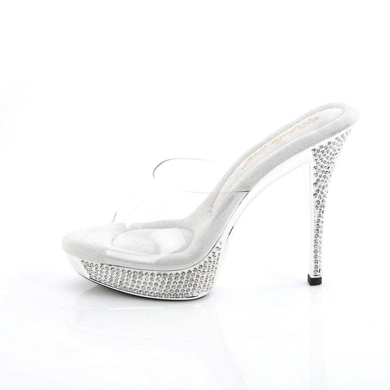 Fabulicious ATHENA-501 Clear/Silver Chrome Slide Sandal