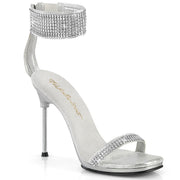 Fabulicious CHIC-40 Sandal (Silver Shimmery Fabric-Rhinestone/Silver) 5