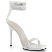 Fabulicious CHIC-40 Sandal (White Faux Leather-Rhinestone/White)