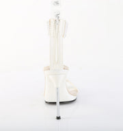 Fabulicious CHIC-40 Sandal (White Faux Leather-Rhinestone/White)