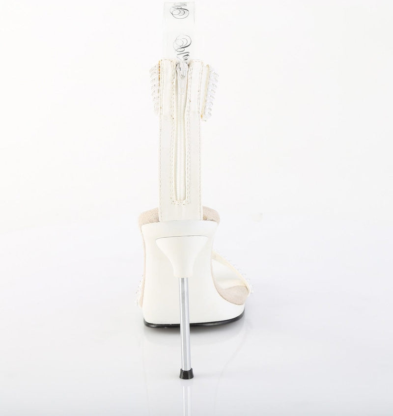 Fabulicious CHIC-40 Sandal (White Faux Leather-Rhinestone/White)