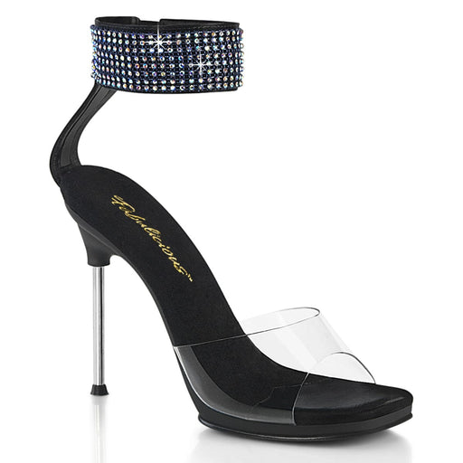 Fabulicious CHIC-42 Sandal (Clear-Black Faux Leather-AB Rhinestone/Black) 5