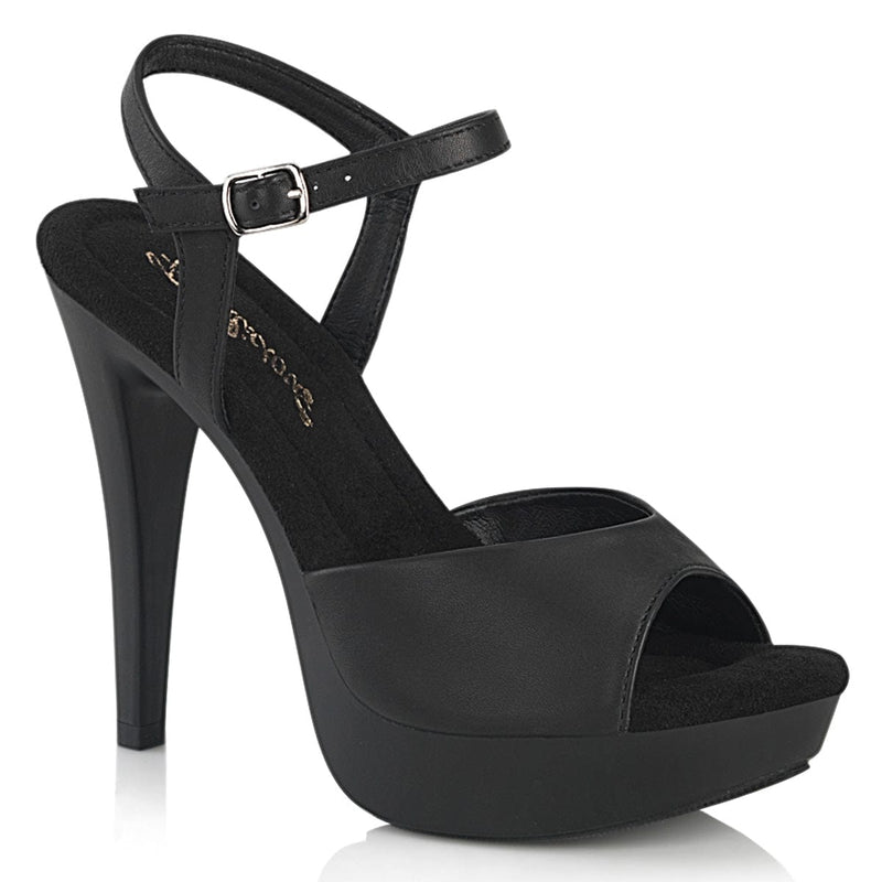 Fabulicious COCKTAIL-509 Sandal (Black Faux Leather/Black Matte)