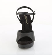 Fabulicious COCKTAIL-509 Sandal (Black Faux Leather/Black Matte)
