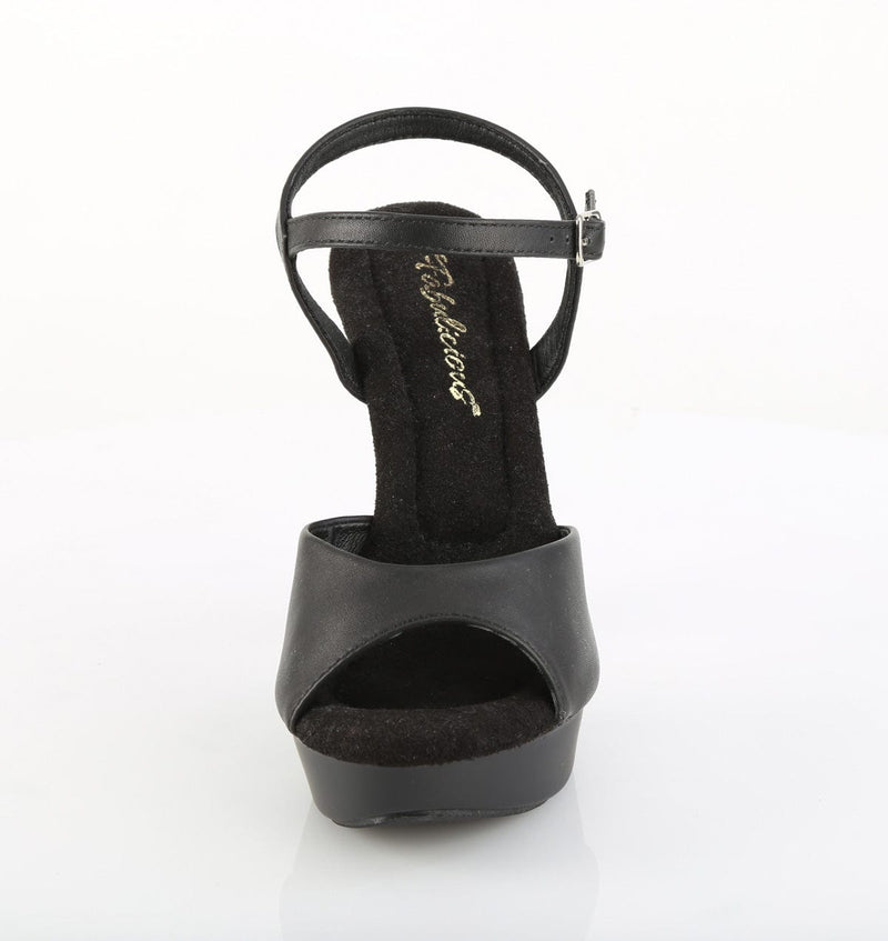 Fabulicious COCKTAIL-509 Sandal (Black Faux Leather/Black Matte)