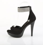 Fabulicious COCKTAIL-525 Sandal (Black Faux Suede/Black Matte)