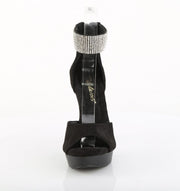 Fabulicious COCKTAIL-525 Sandal (Black Faux Suede/Black Matte)