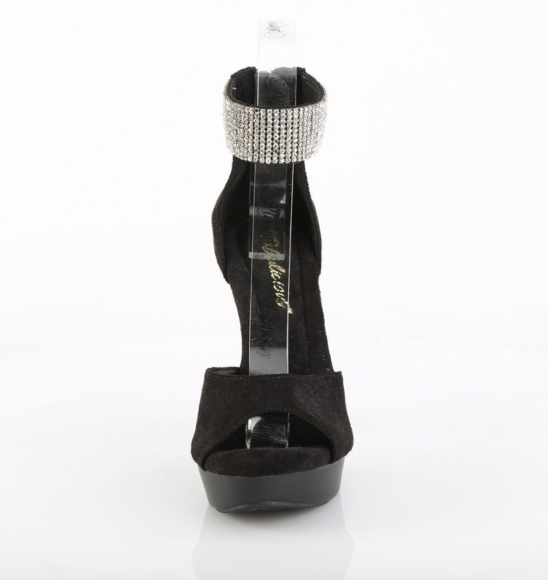 Fabulicious COCKTAIL-525 Sandal (Black Faux Suede/Black Matte)