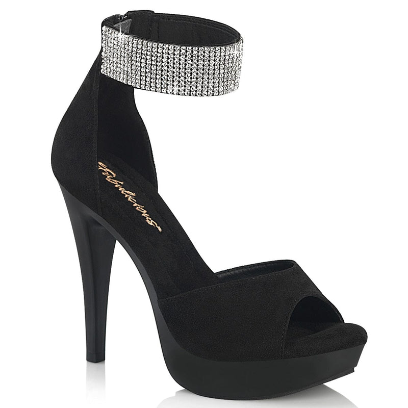 Fabulicious COCKTAIL-525 Sandal (Black Faux Suede/Black Matte)