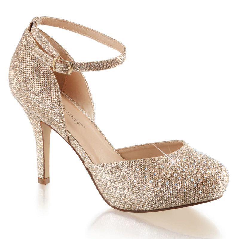 Fabulicious COVET-03 Pump (Nude Glitter Mesh Fabric)