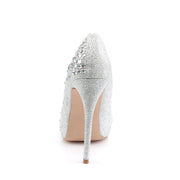 Fabulicious DESTINY-06R Pump (Silver Glitter Mesh Fabric)