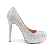 Fabulicious DESTINY-06R Pump (Silver Glitter Mesh Fabric)