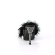 Fabulicious ELEGANT-401F Mule / Slide (Black Marabou-Faux Leather/Black)