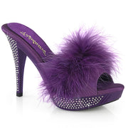 Fabulicious ELEGANT-401F Mule / Slide (Purple Marabou-Faux Leather/Purple)