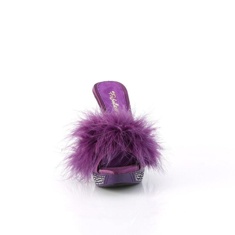 Fabulicious ELEGANT-401F Mule / Slide (Purple Marabou-Faux Leather/Purple)
