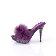 Fabulicious ELEGANT-401F Mule / Slide (Purple Marabou-Faux Leather/Purple)