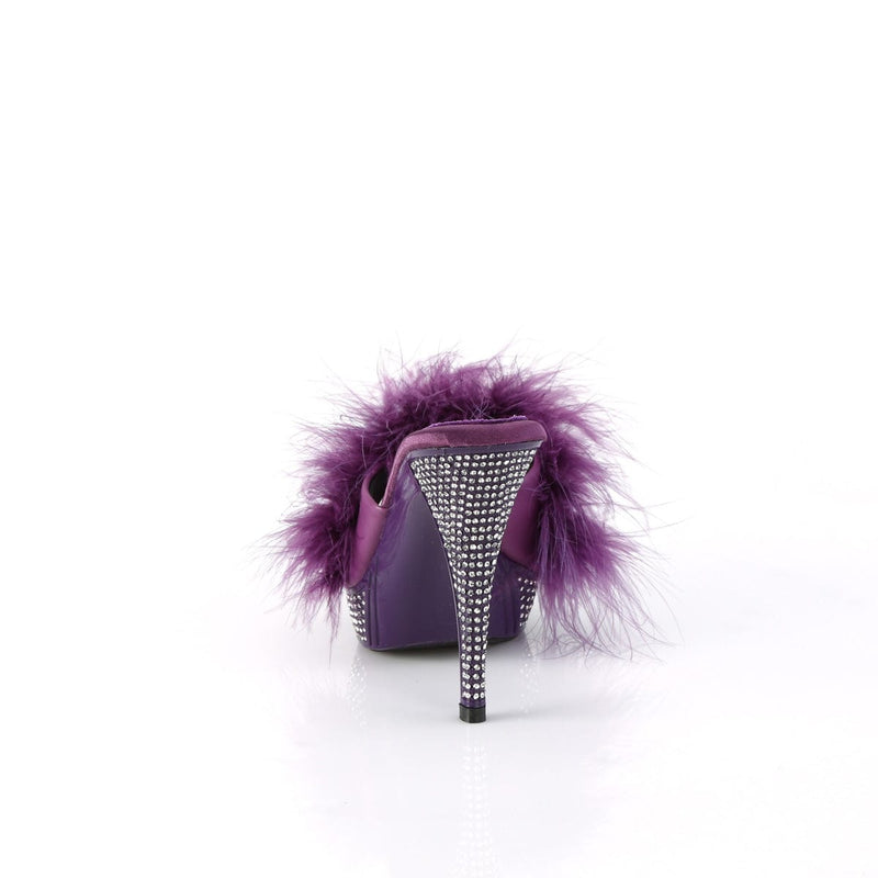 Fabulicious ELEGANT-401F Mule / Slide (Purple Marabou-Faux Leather/Purple)