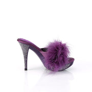 Fabulicious ELEGANT-401F Mule / Slide (Purple Marabou-Faux Leather/Purple)