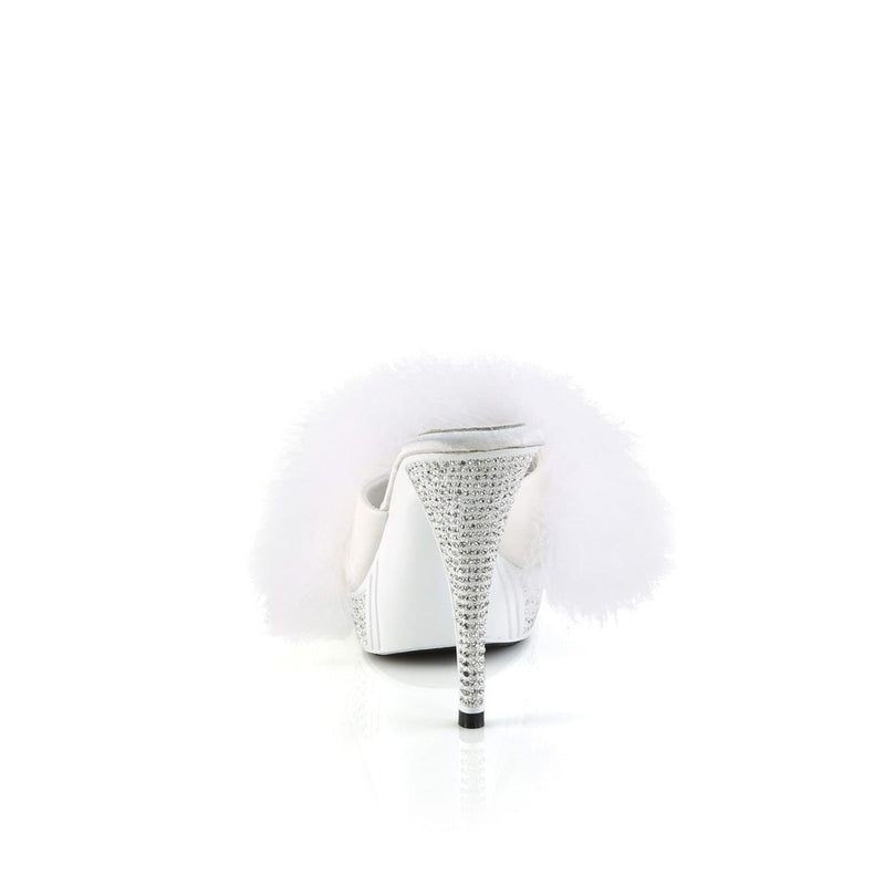 Fabulicious ELEGANT-401F White Marabou-Faux Leather/White
