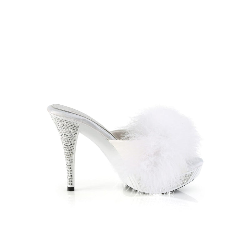 Fabulicious ELEGANT-401F White Marabou-Faux Leather/White