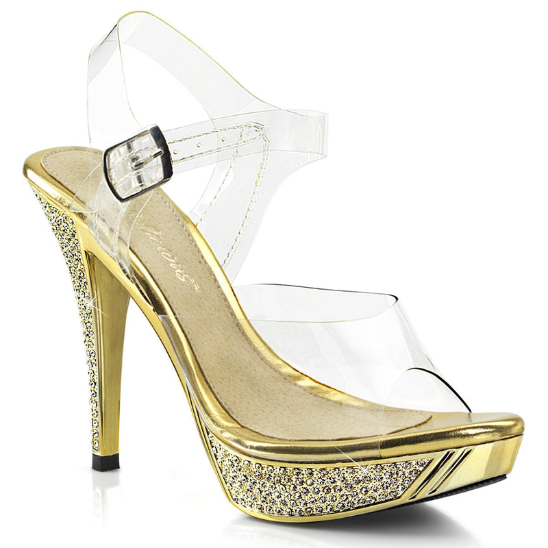 Fabulicious ELEGANT-408 Sandal (Clear/Gold Chrome)
