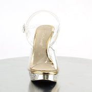 Fabulicious ELEGANT-408 Sandal (Clear/Gold Chrome)