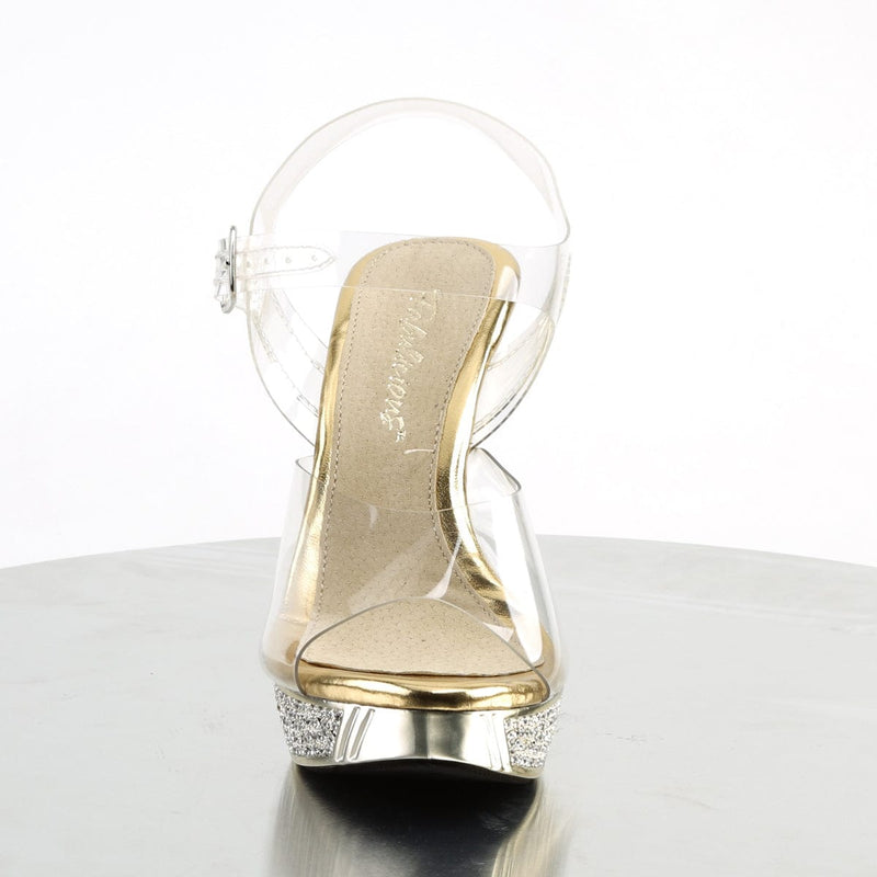 Fabulicious ELEGANT-408 Sandal (Clear/Gold Chrome)