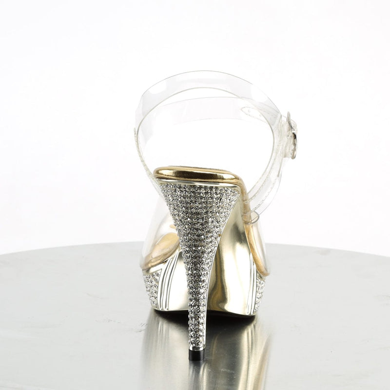 Fabulicious ELEGANT-408 Sandal (Clear/Gold Chrome)