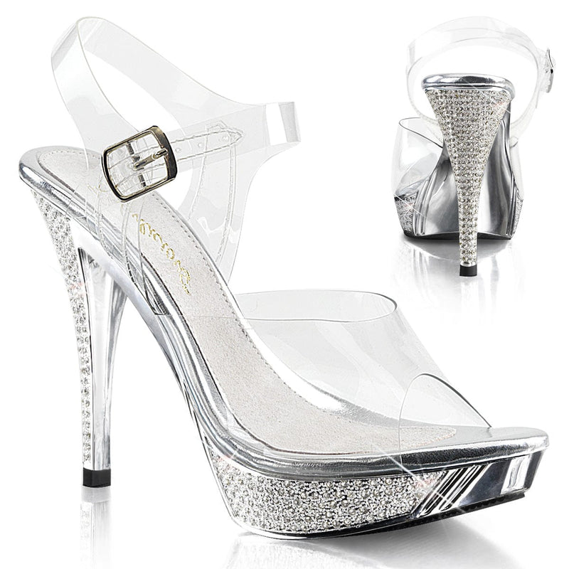 Fabulicious ELEGANT-408 Sandal (Clear/Silver Chrome)
