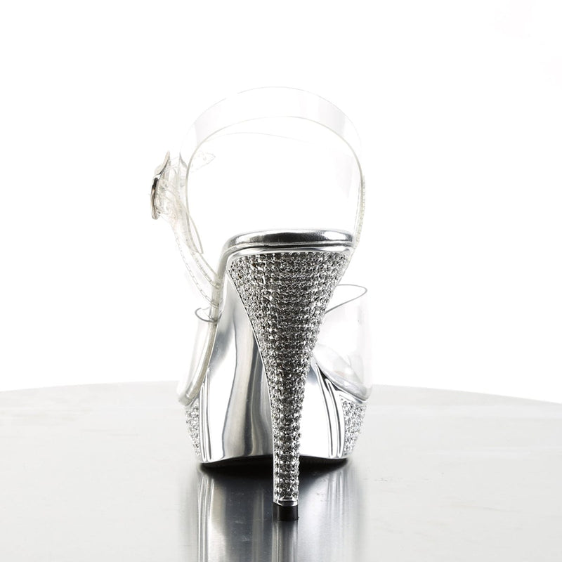 Fabulicious ELEGANT-408 Sandal (Clear/Silver Chrome)